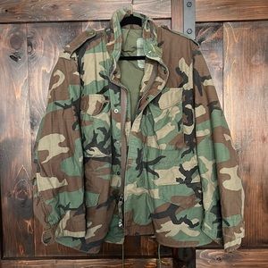 Alpha Industries Camo Camouflage Jacket Large Vintage Army
